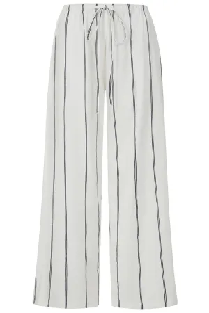ALICE COLLINS Stripe Wide Leg Trousers White/Midnight