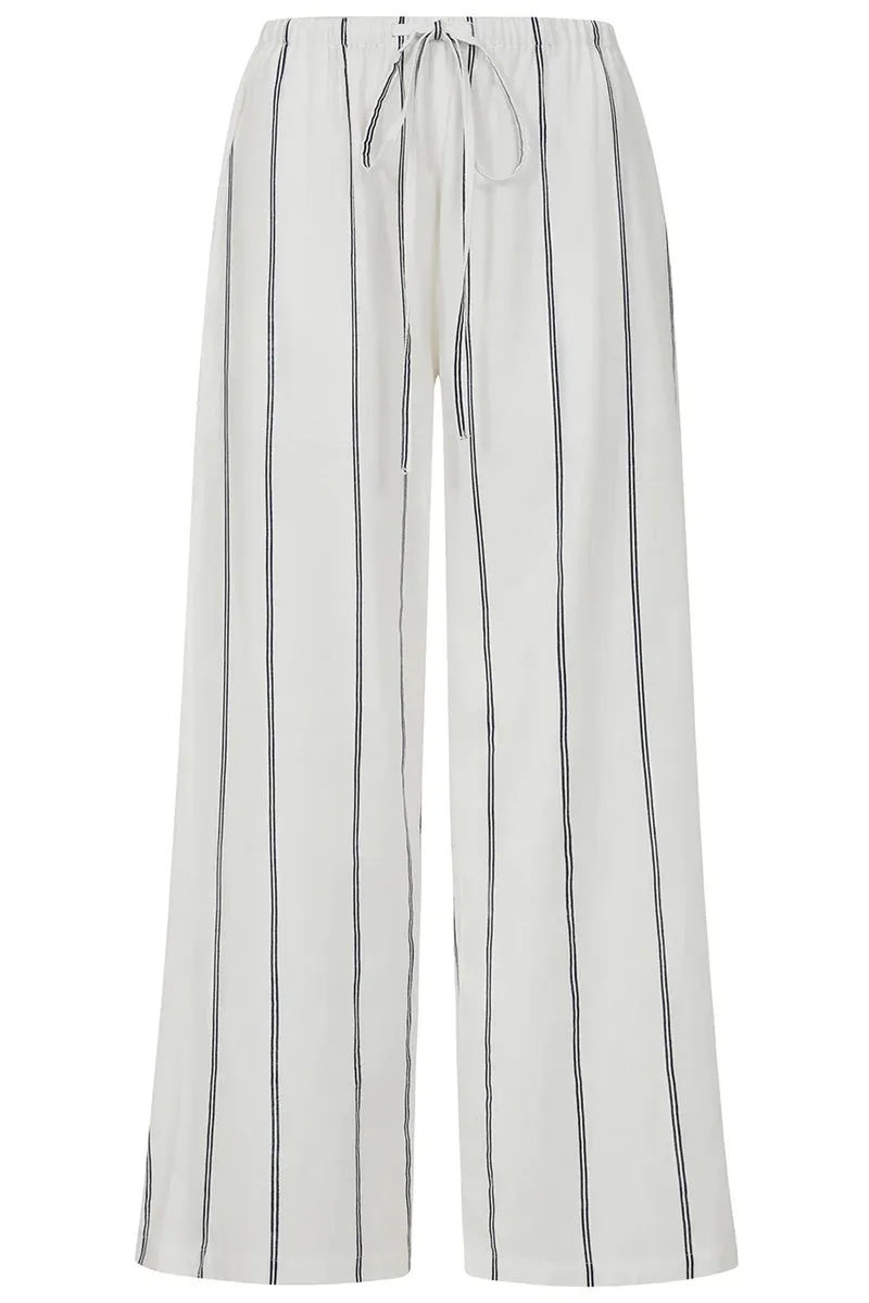 ALICE COLLINS Stripe Wide Leg Trousers White/Midnight