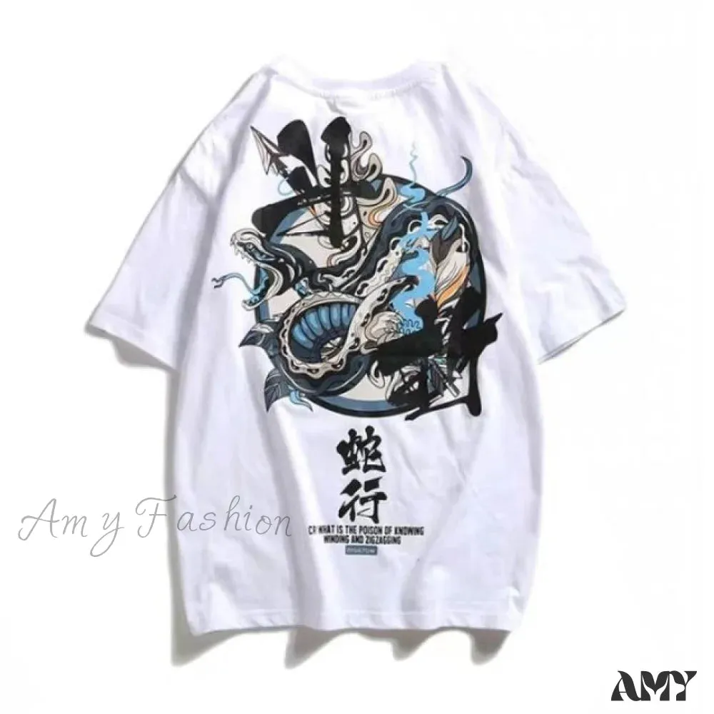 Amy Fashion - White Cartoon Female Kawaii Tops Tee