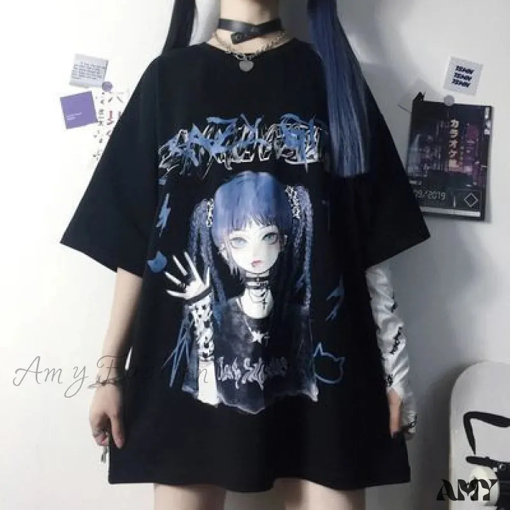 Amy Fashion - White Cartoon Female Kawaii Tops Tee