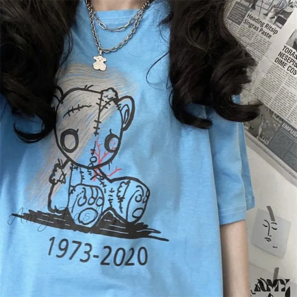 Amy Fashion - White Cartoon Female Kawaii Tops Tee