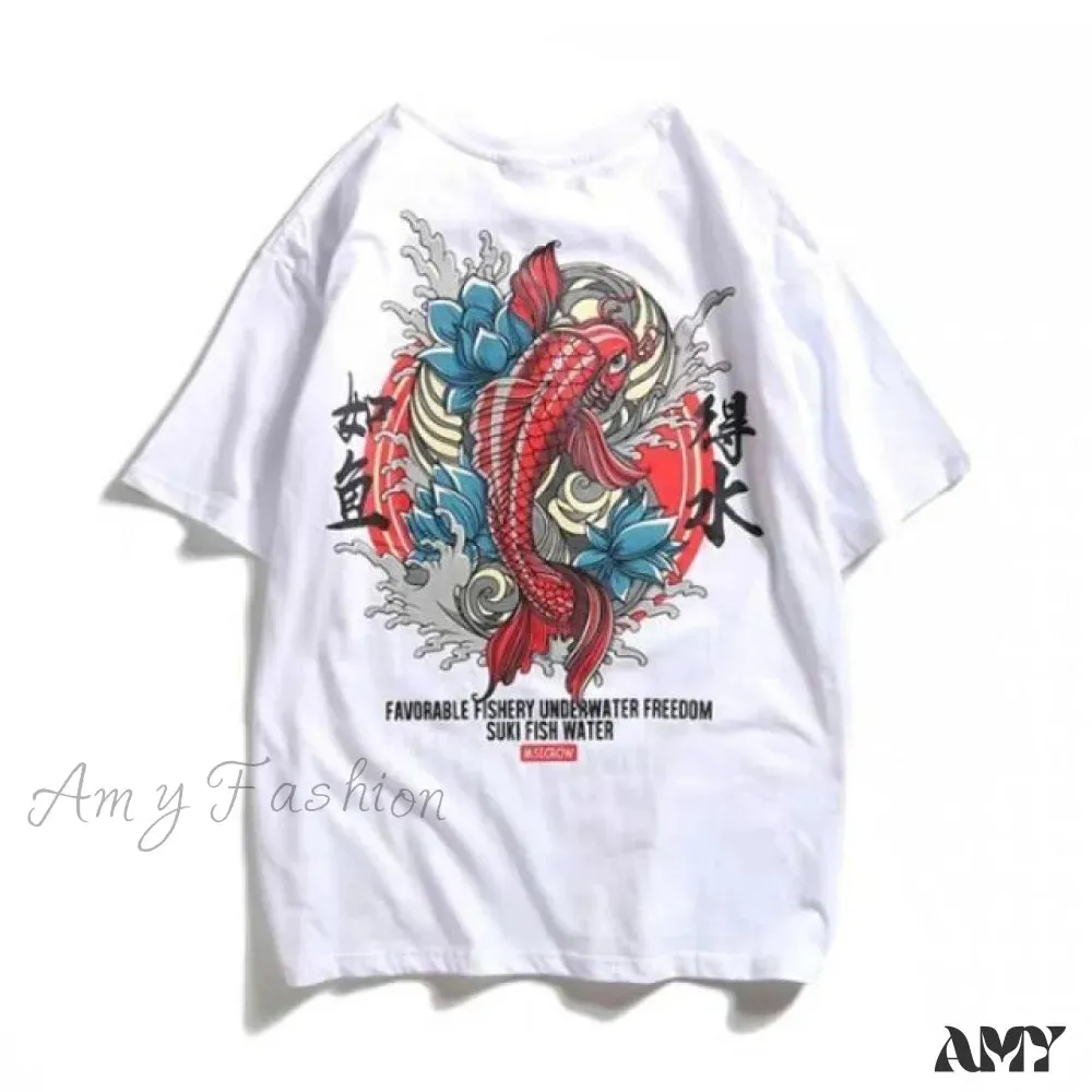 Amy Fashion - White Cartoon Female Kawaii Tops Tee