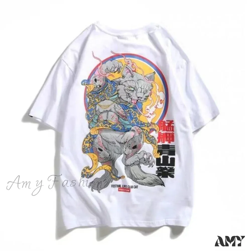 Amy Fashion - White Cartoon Female Kawaii Tops Tee