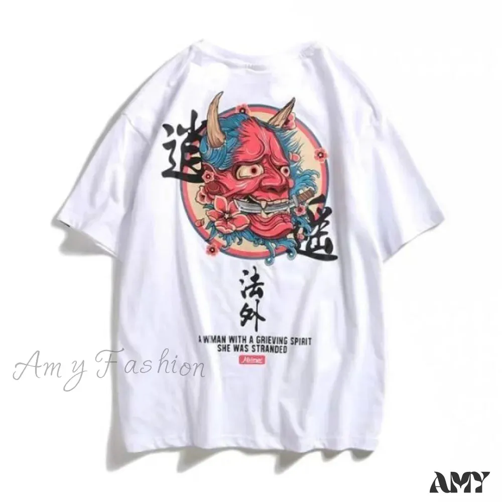Amy Fashion - White Cartoon Female Kawaii Tops Tee