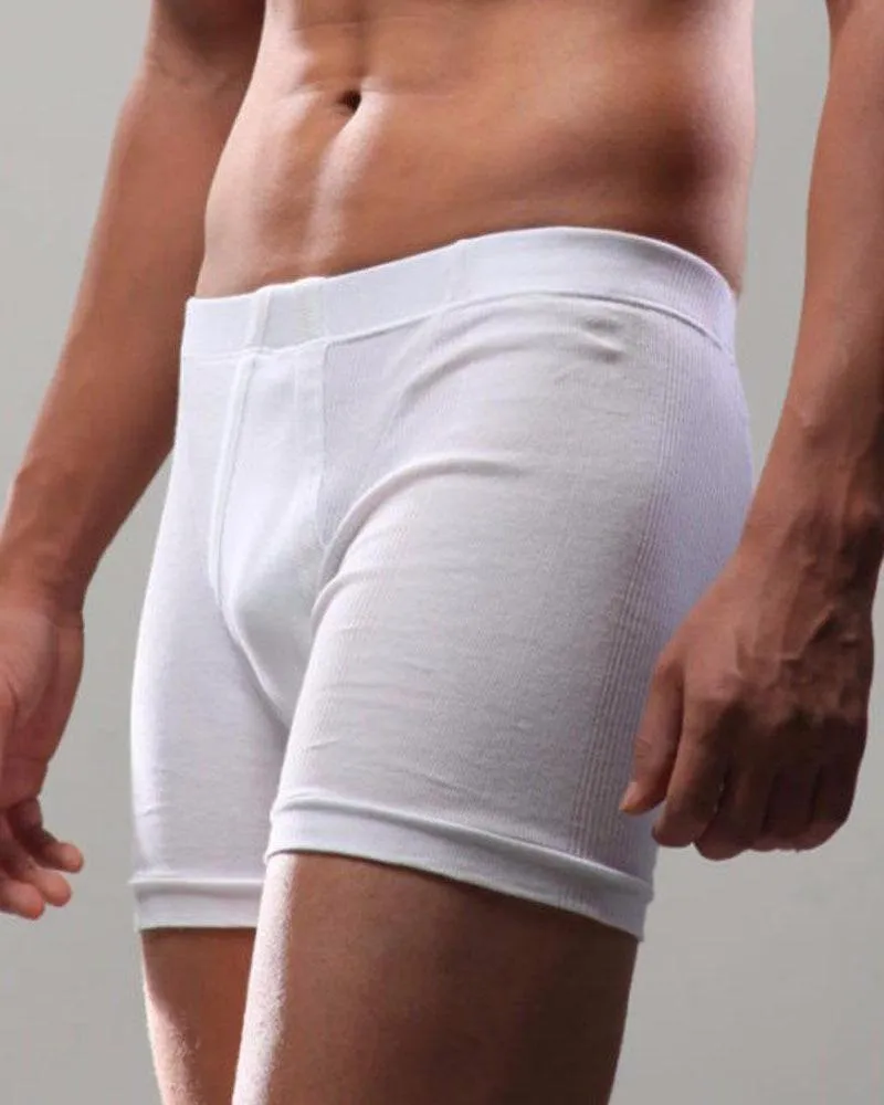 BigBen - Fine Rib Trunk Boxer - Inside Elastic - For Men - White Underwear