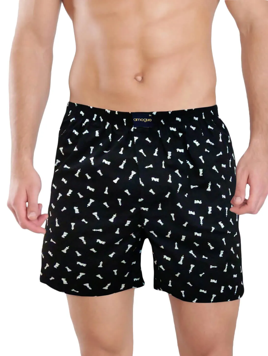 Black Maroon Navy Printed Cotton Boxers For Men(Pack of 3)