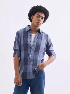 Blue Cotton Slim Fit Shirt