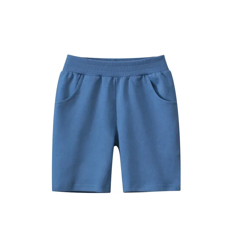 Cartoon Excavator Boys Sets Children's Clothing Fashion Short Sleeve Cotton Tops Sport Shorts Kid Outfit 2PCS