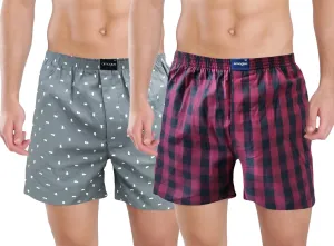 Checkered & Printed Premium Cotton Boxers (Pack of 2)