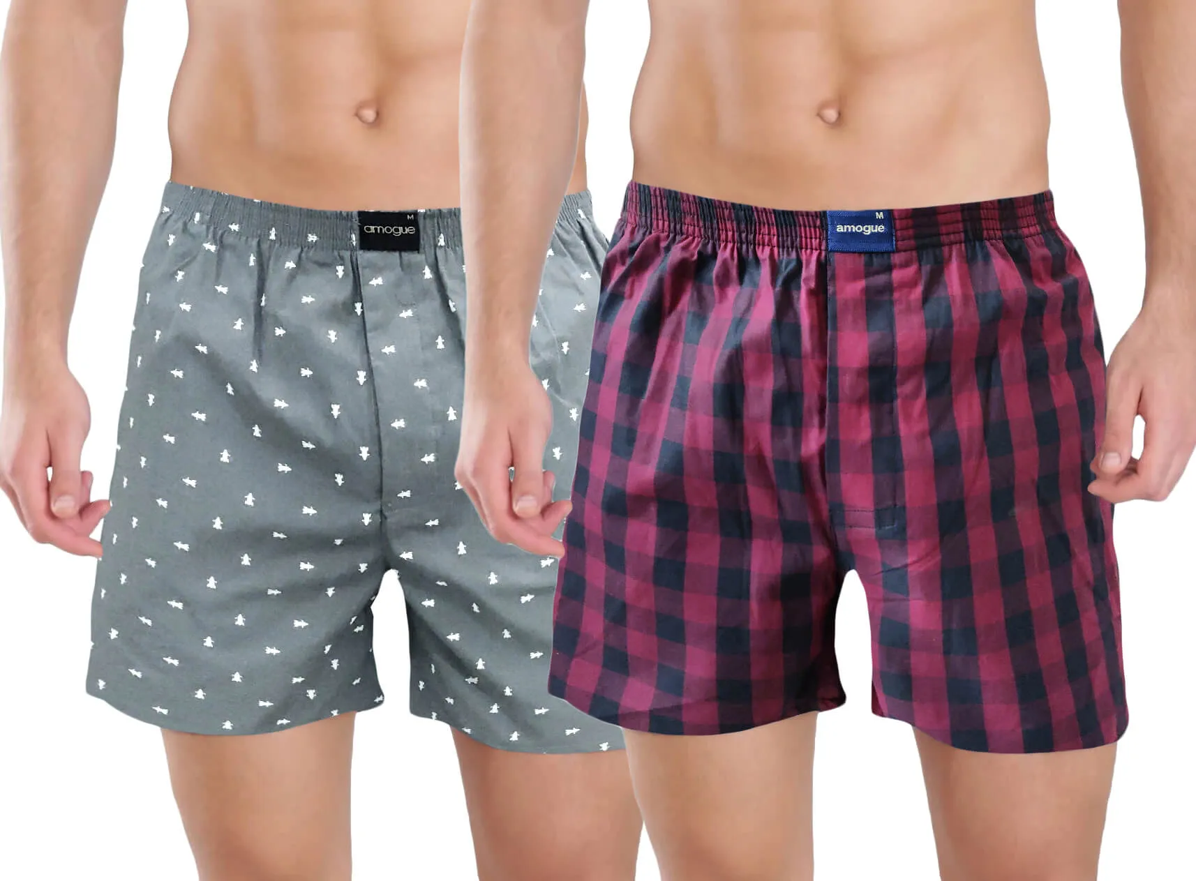 Checkered & Printed Premium Cotton Boxers (Pack of 2)