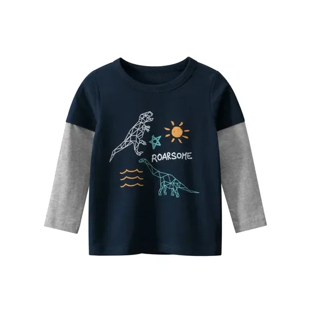 Children Boys Clothing Toddler Kids Long Sleeves T-shirts for Girl Boy Tops Tees Baby Astronaut Dinosaur T Shirt