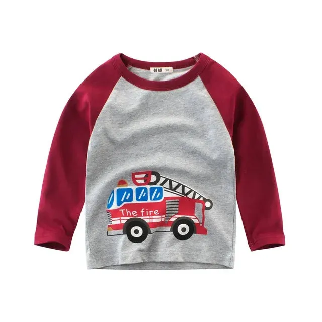 Children Boys Clothing Toddler Kids Long Sleeves T-shirts for Girl Boy Tops Tees Baby Astronaut Dinosaur T Shirt