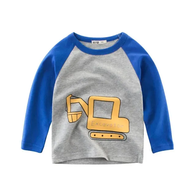 Children Boys Clothing Toddler Kids Long Sleeves T-shirts for Girl Boy Tops Tees Baby Astronaut Dinosaur T Shirt