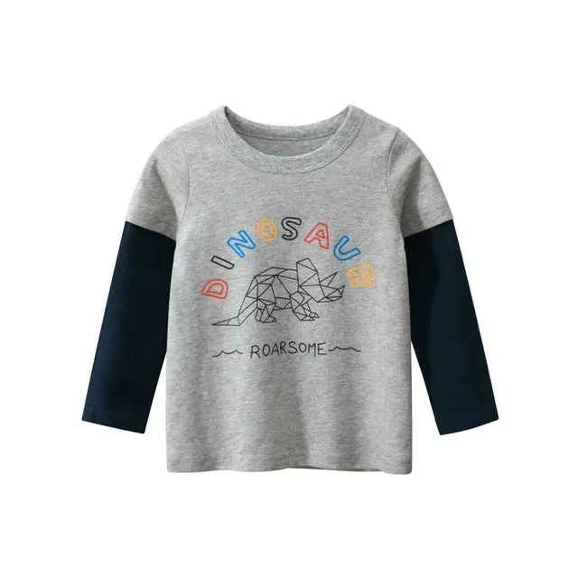 Children Boys Clothing Toddler Kids Long Sleeves T-shirts for Girl Boy Tops Tees Baby Astronaut Dinosaur T Shirt