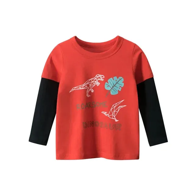 Children Boys Clothing Toddler Kids Long Sleeves T-shirts for Girl Boy Tops Tees Baby Astronaut Dinosaur T Shirt