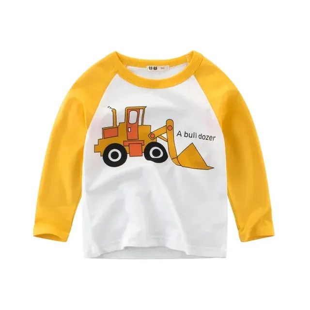 Children Boys Clothing Toddler Kids Long Sleeves T-shirts for Girl Boy Tops Tees Baby Astronaut Dinosaur T Shirt