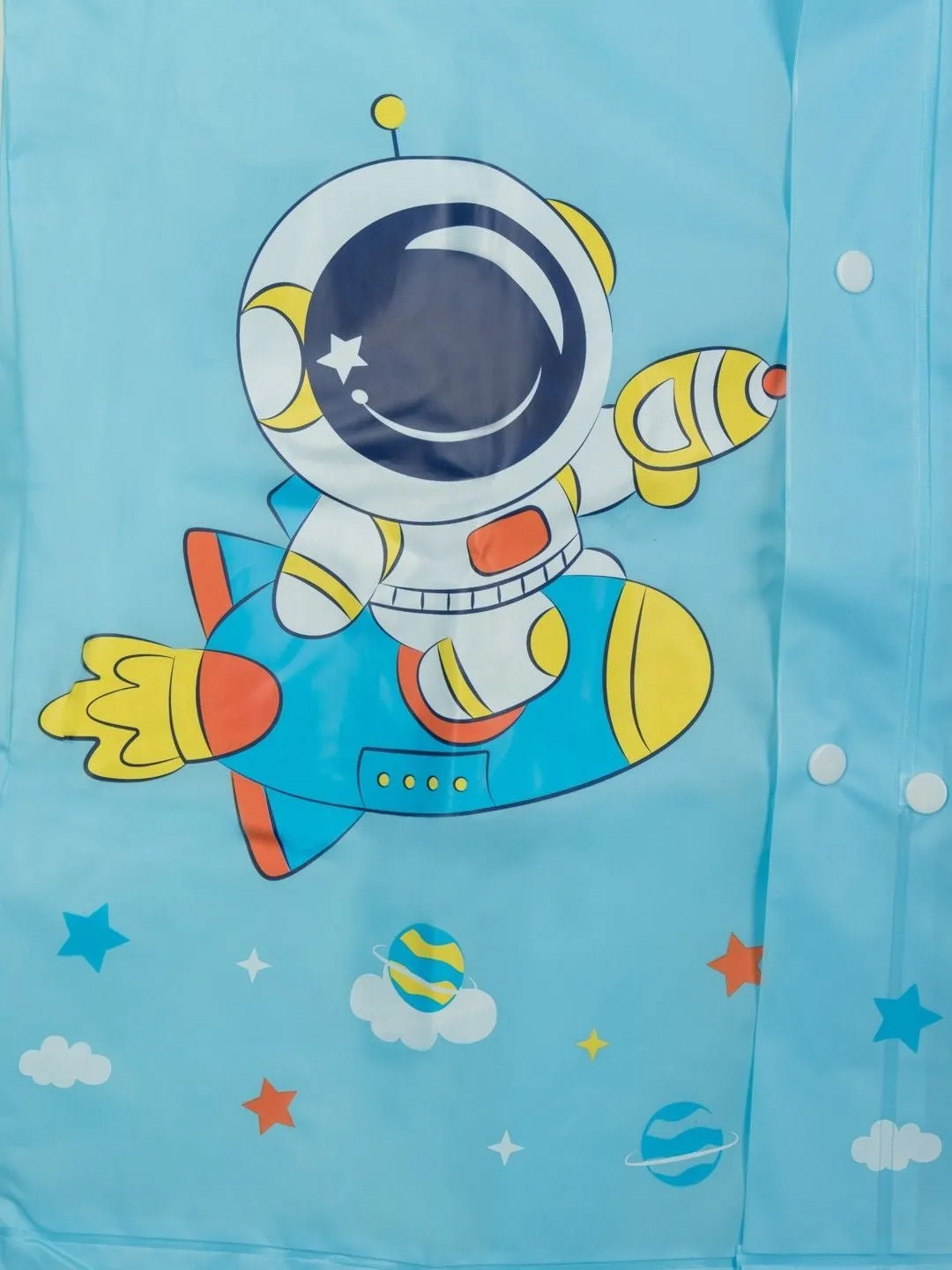 Cosmic Adventure Waterproof Raincoat for Boys in Sky Blue