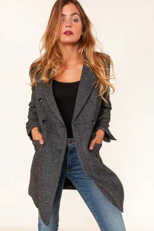 Curvy Girl Jacquard Woven Button Down Blazer