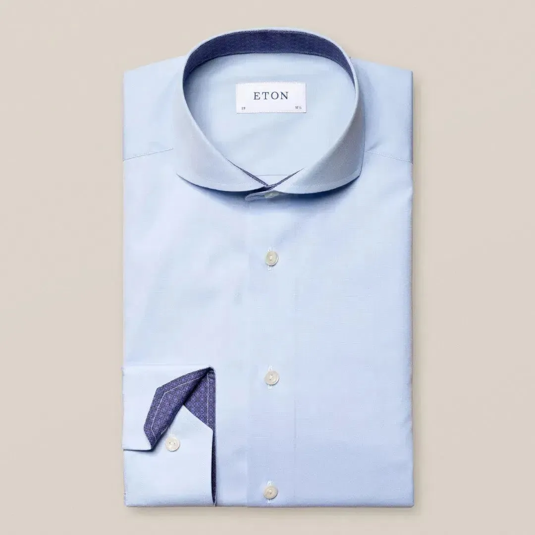 Eton Slim Fit Geometric Accents Shirt Light Blue