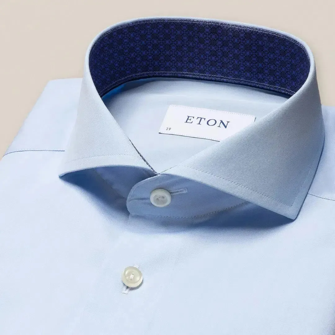 Eton Slim Fit Geometric Accents Shirt Light Blue