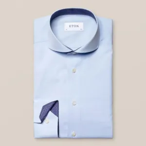 Eton Slim Fit Geometric Accents Shirt Light Blue
