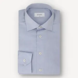 Eton Slim Fit Textured Weave Shirt Light Blue
