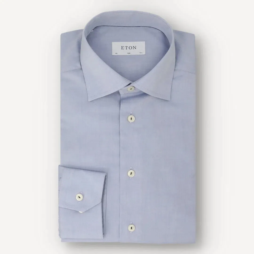 Eton Slim Fit Textured Weave Shirt Light Blue