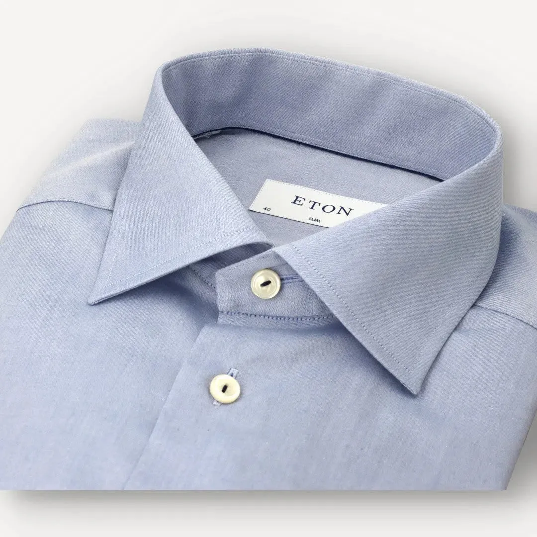 Eton Slim Fit Textured Weave Shirt Light Blue