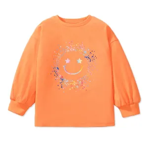 Fall Spring Tops Children's Clothing Kids Clothes Baby Girls Cartoon Stars Smile Face T-shirts Cotton