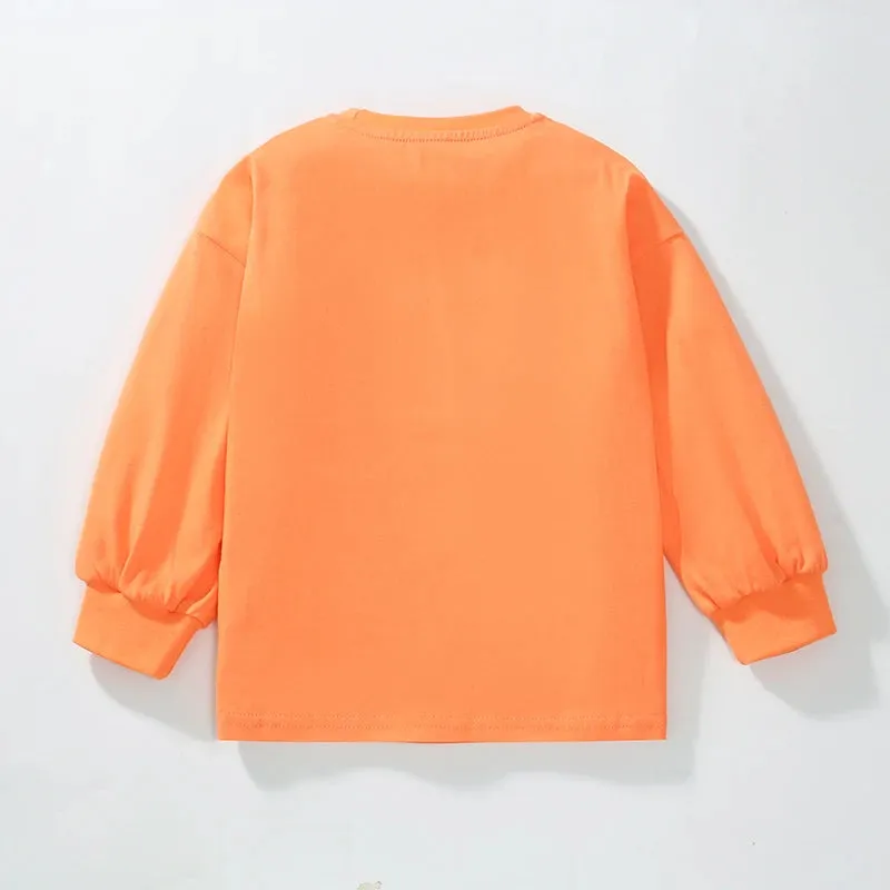 Fall Spring Tops Children's Clothing Kids Clothes Baby Girls Cartoon Stars Smile Face T-shirts Cotton