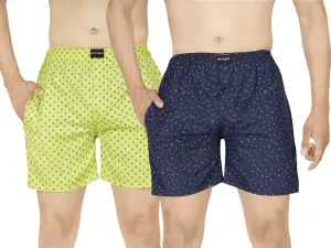 Fluro Green & Navy Printed Boxers Combo