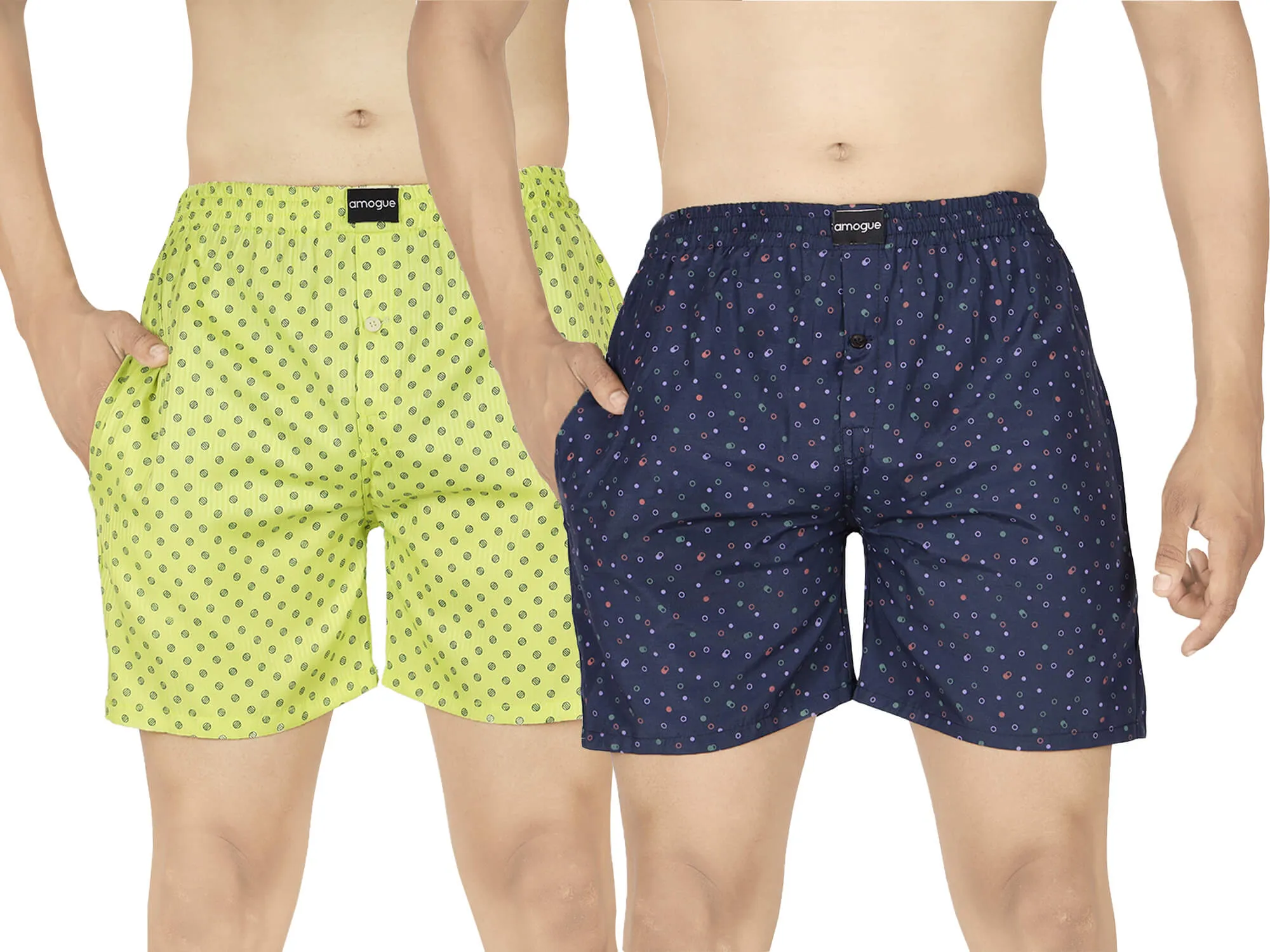 Fluro Green & Navy Printed Boxers Combo