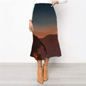 Indios Skirts Women Sunset High waist skirts Landscape Skirt Ladies Mountain Rock Frauen