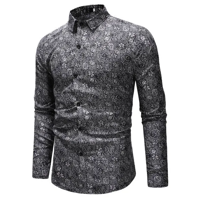 Men shirt Long-Sleeve Slim-fit