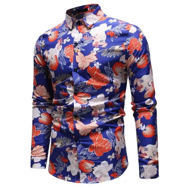 Men shirt Long-Sleeve Slim-fit