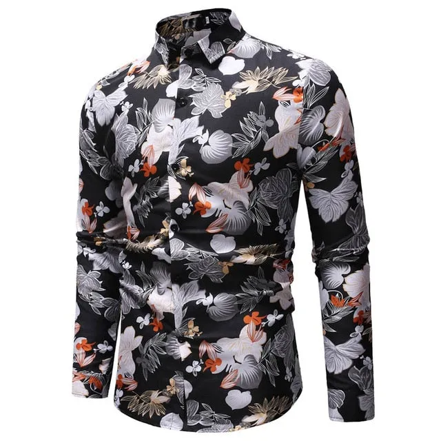 Men shirt Long-Sleeve Slim-fit