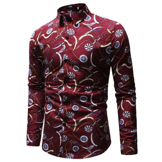 Men shirt Long-Sleeve Slim-fit