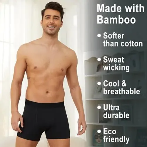 Mens Bamboo Boxers 3 Pack Breathable Viscose Elasticated Waistband Elastane Stretch Size S-XXL