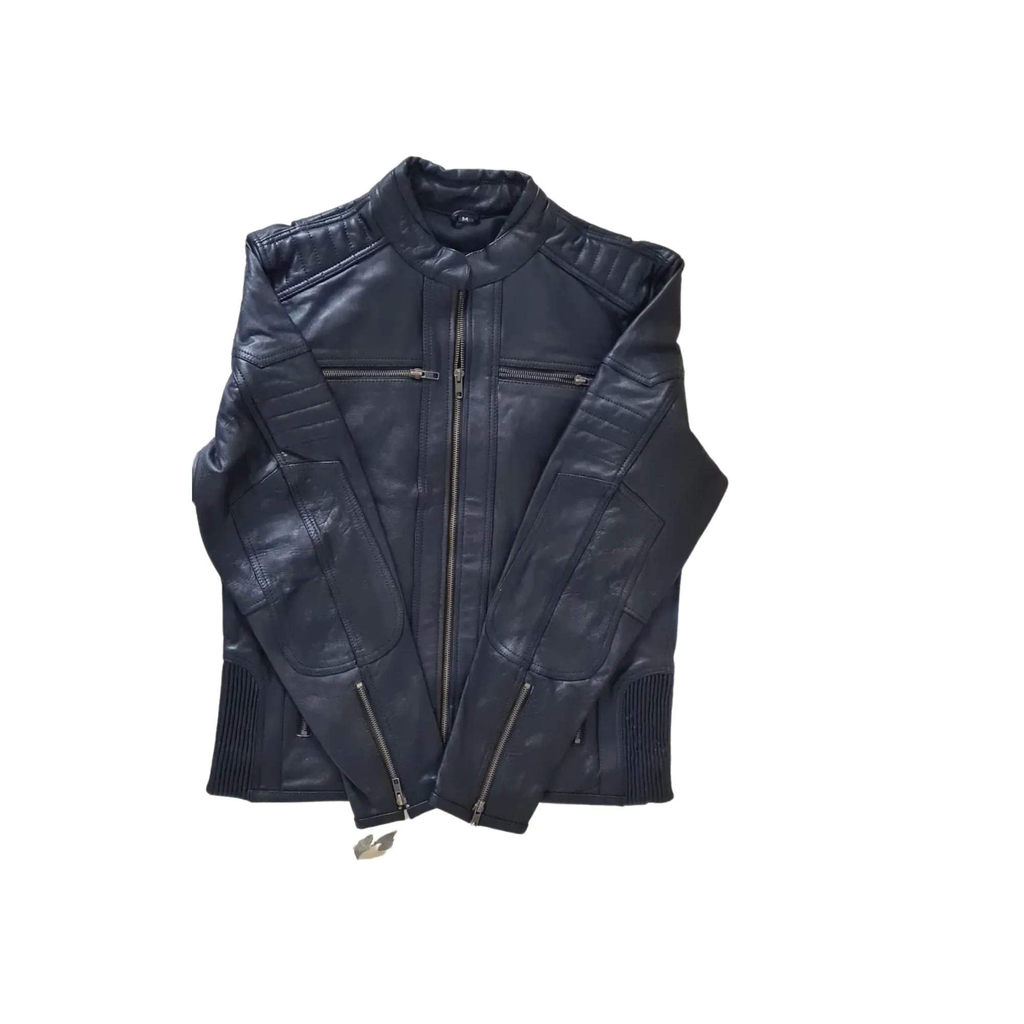 Men's Natural Leather Jackets 100% Top Layer Cowhide Vintage Stand Collar Pilot Jacket