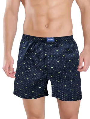Navy Coconut Printed Single Cotton Boxer For Men