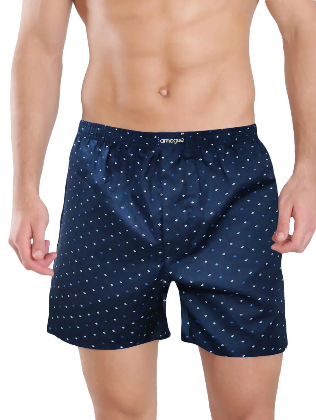 Navy Dot & Charcoal Black Printed Cotton Boxers For Men