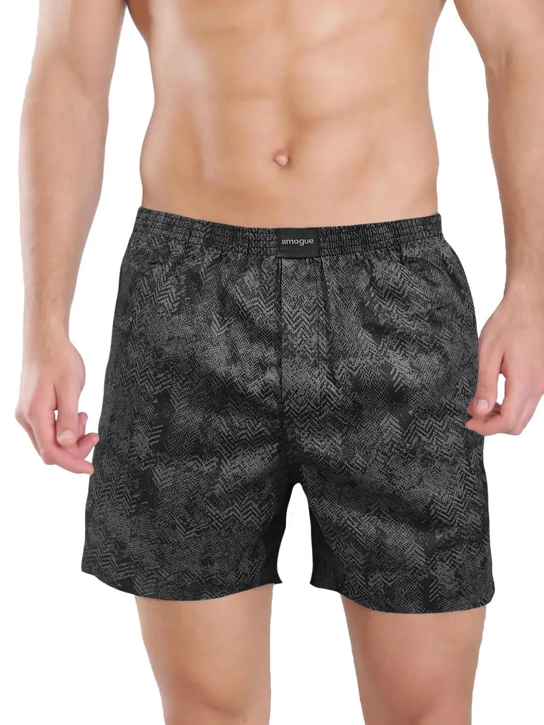 Navy Dot & Charcoal Black Printed Cotton Boxers For Men