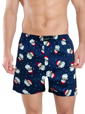 Navy Santa Printed Premium Boxers