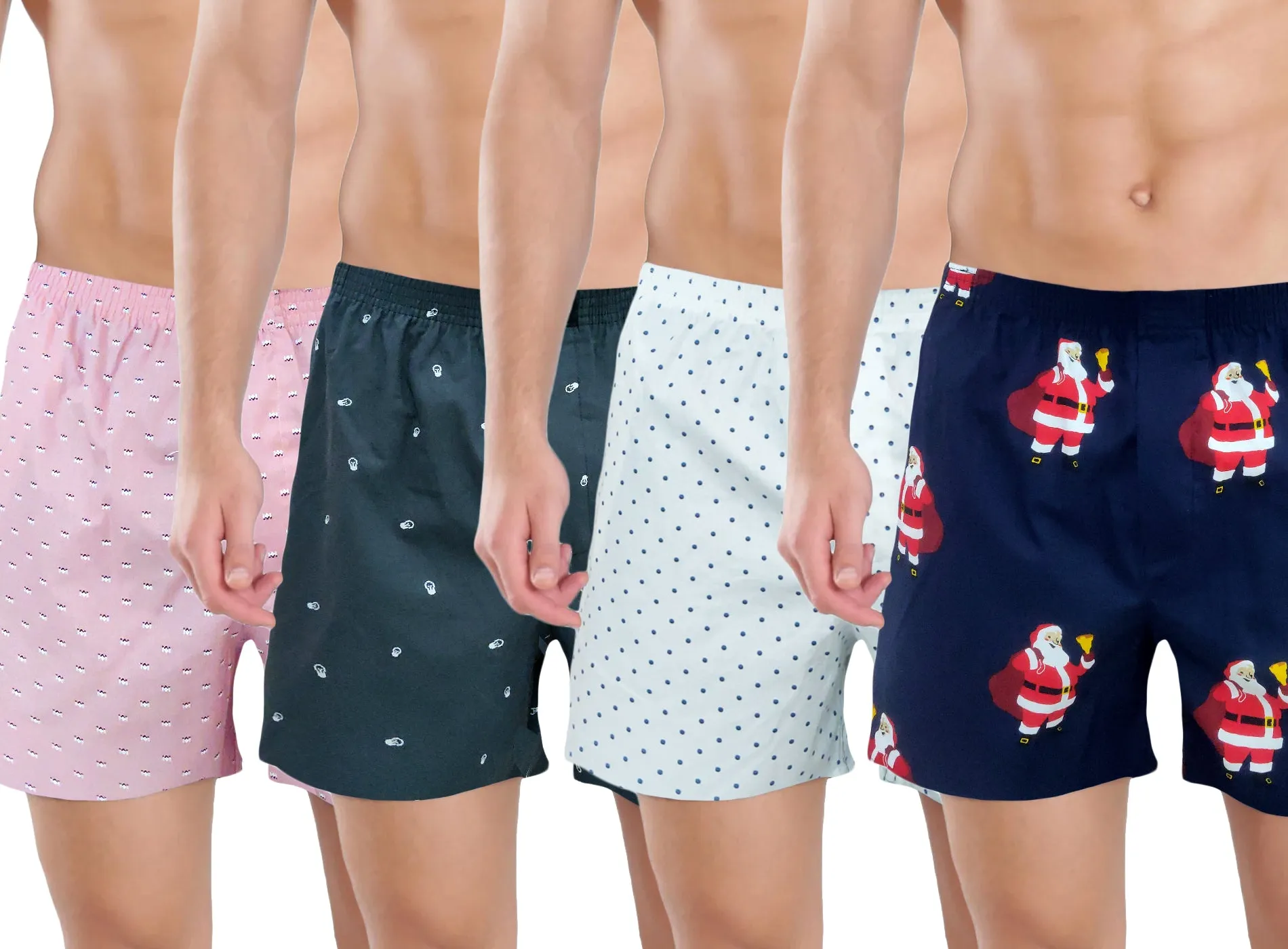 Pink, Dark Grey, White & Santa Boxers Combo
