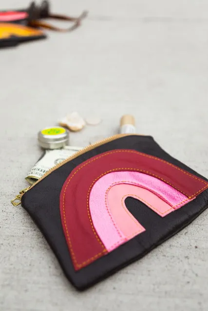 Recycled Leather Pouch Red Coral