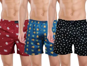 Red Blue Black Chess Printed Funky 3 Boxers Combo for Men