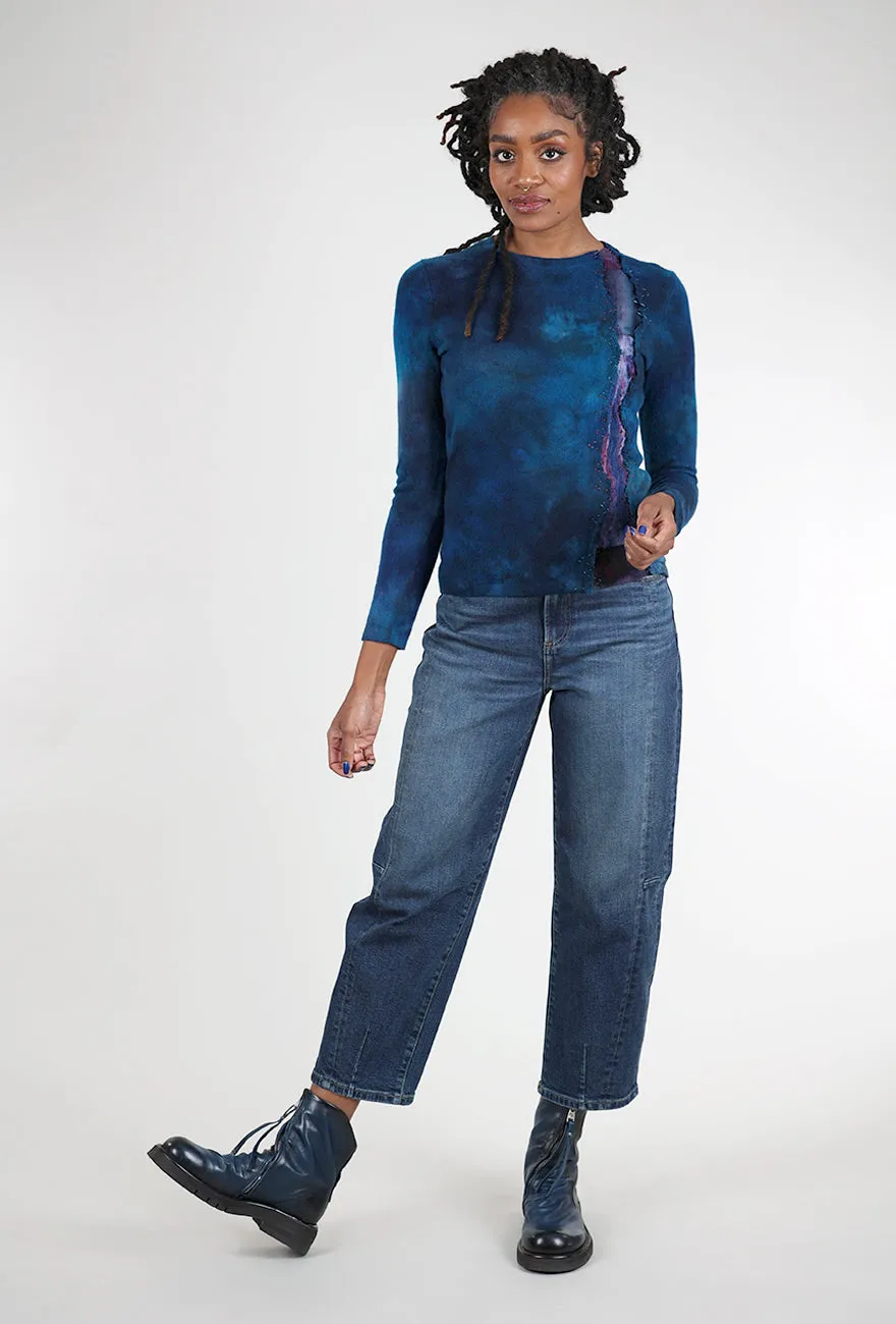 Serpentine Fitted Cashmere Crew, Midnight