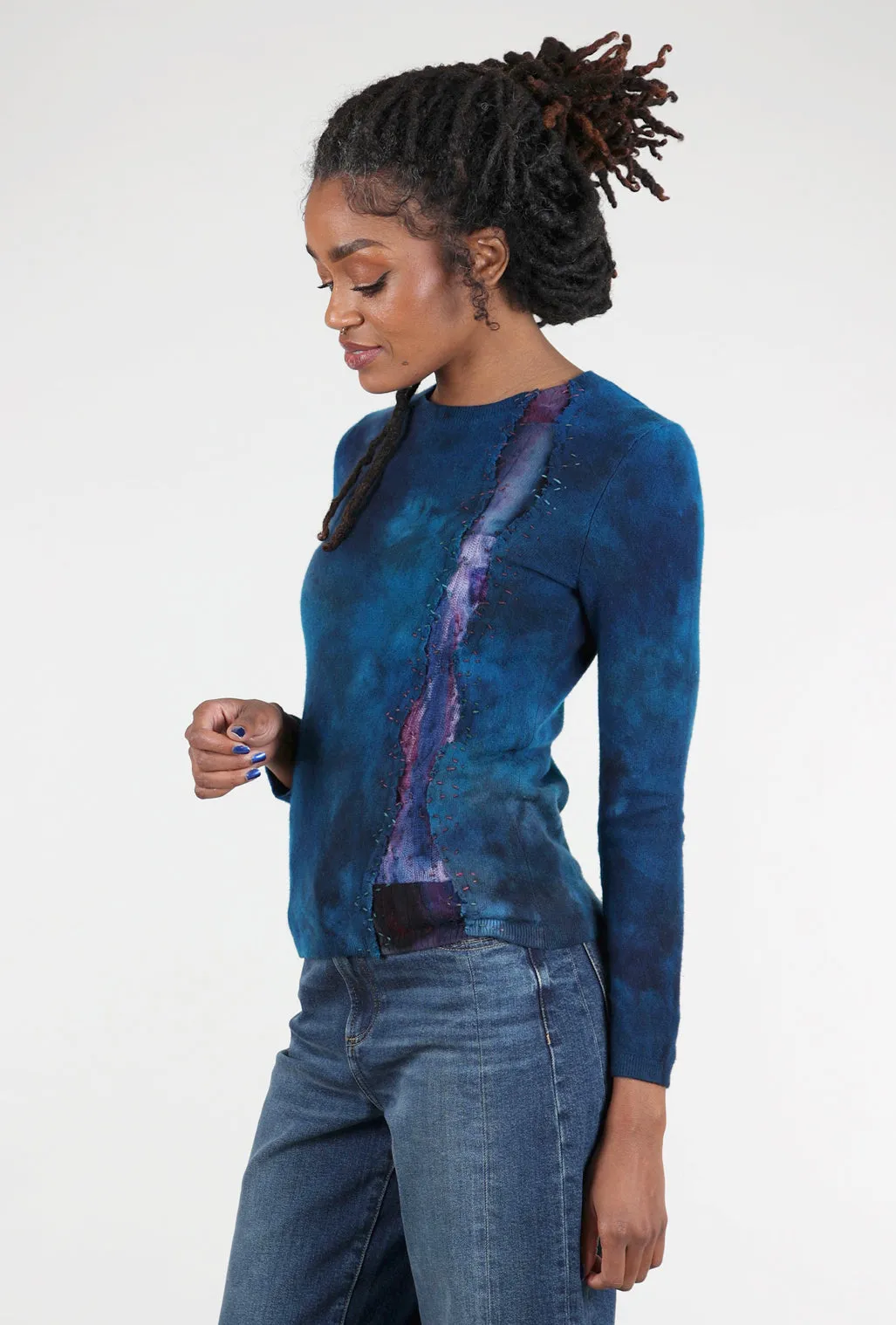 Serpentine Fitted Cashmere Crew, Midnight