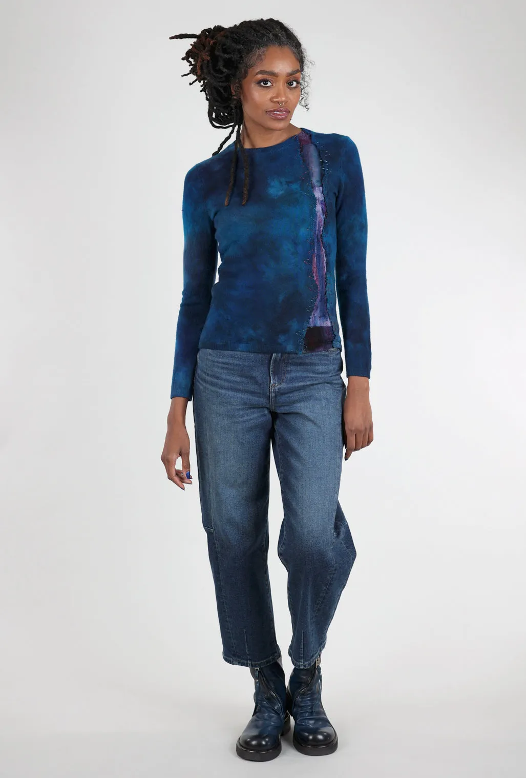 Serpentine Fitted Cashmere Crew, Midnight