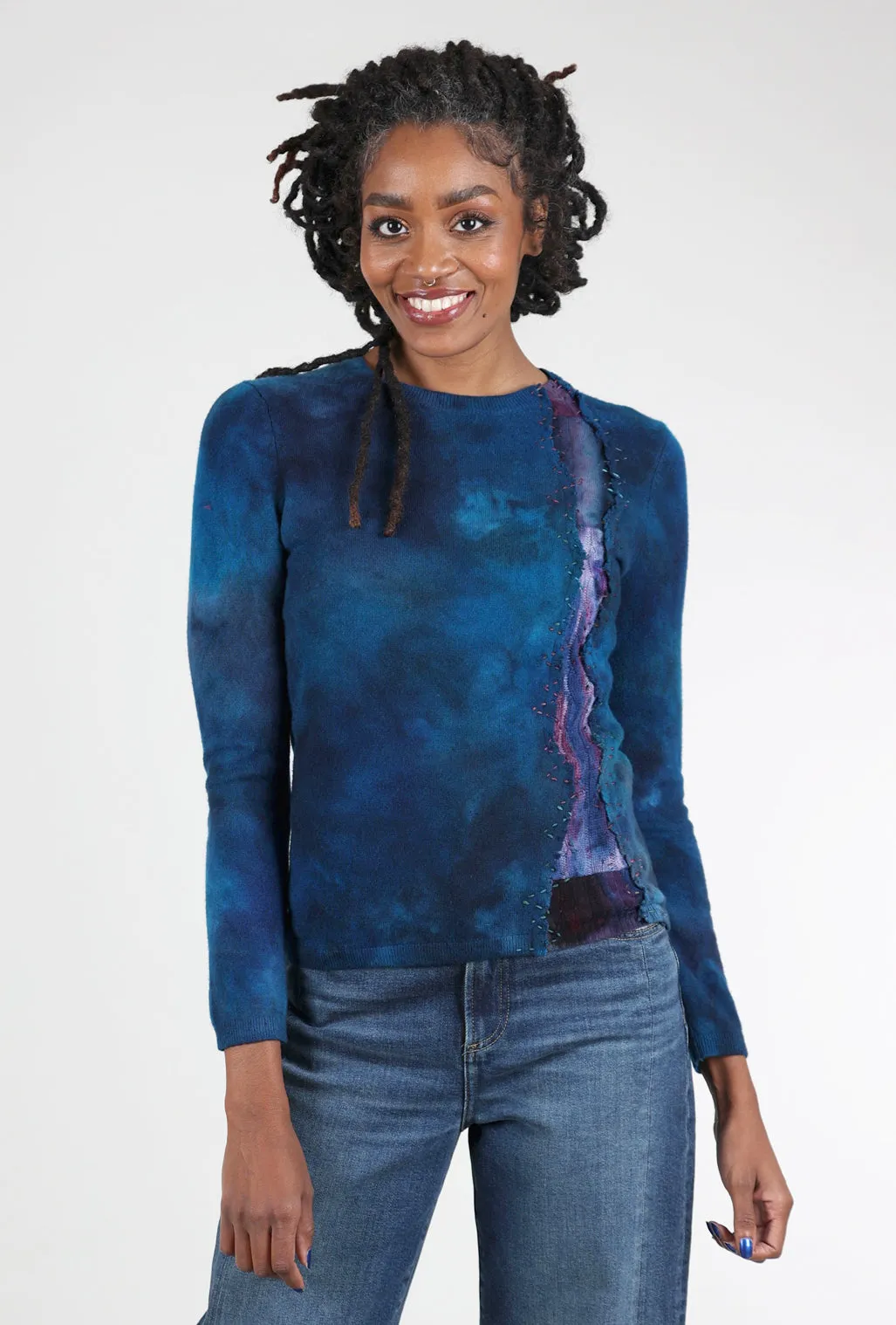 Serpentine Fitted Cashmere Crew, Midnight